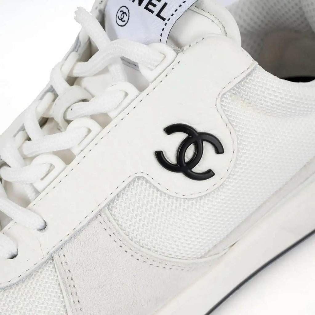 CHANEL "White mesh and suede low top" Sneakers